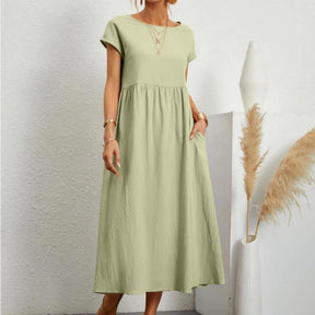 Vestido Longo Casual com Mangas Curtas - Holiday