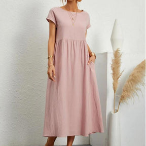Vestido Longo Casual com Mangas Curtas - Holiday