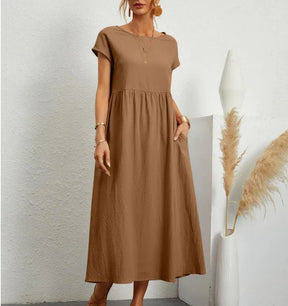 Vestido Longo Casual com Mangas Curtas - Holiday