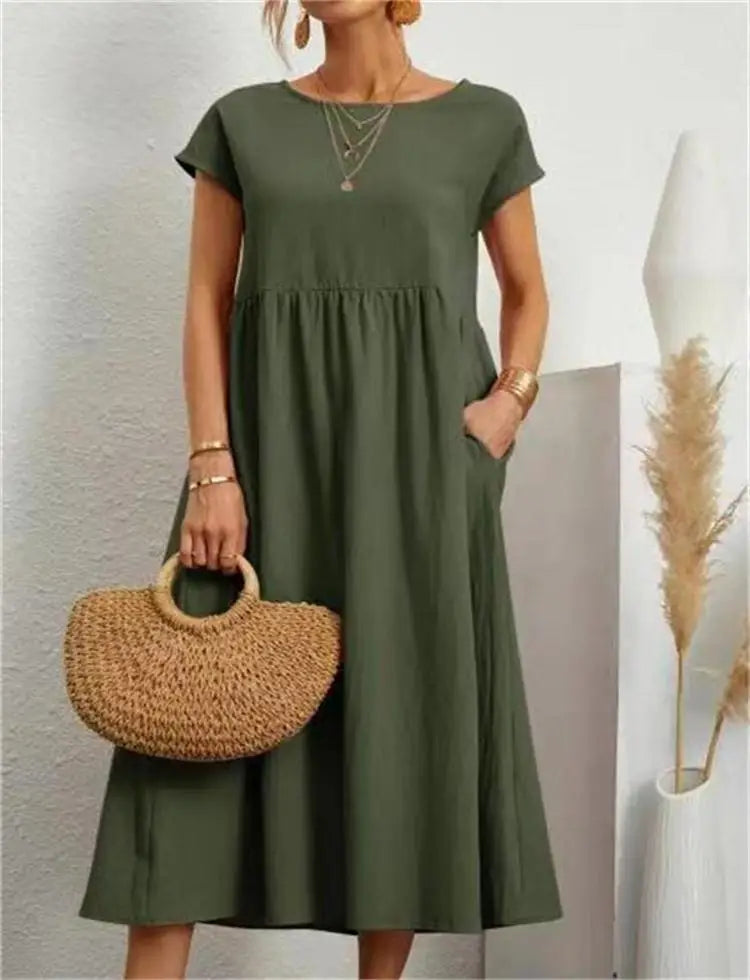 Vestido Longo Casual com Mangas Curtas - Holiday