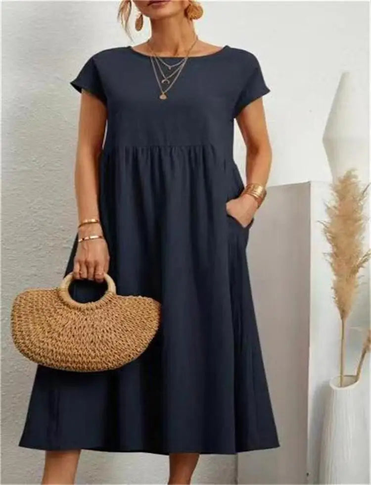 Vestido Longo Casual com Mangas Curtas - Holiday
