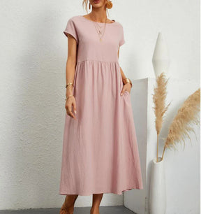 Vestido Longo Casual com Mangas Curtas - Holiday