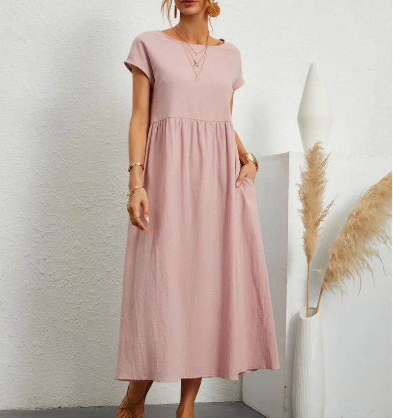 Vestido Longo Casual com Mangas Curtas - Holiday