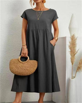 Vestido Longo Casual com Mangas Curtas - Holiday
