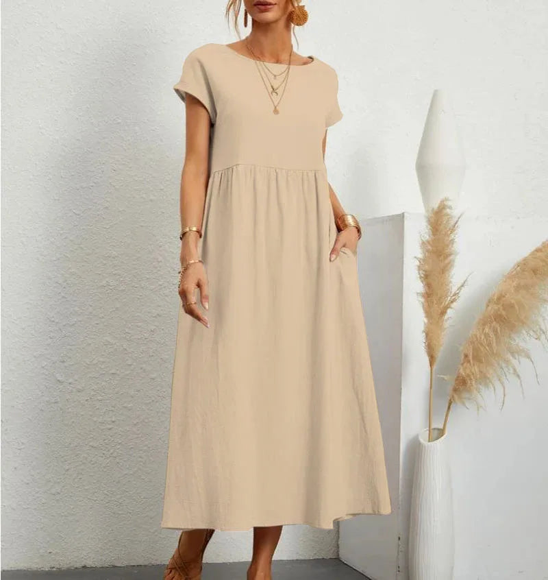 Vestido Longo Casual com Mangas Curtas - Holiday