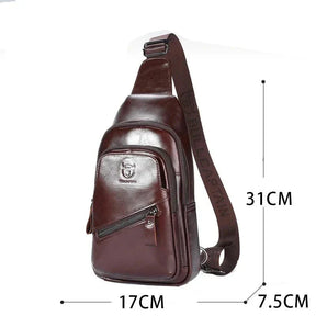 Bolsa de Ombro Masculina Transversal em Couro Genuíno  - Black Jack