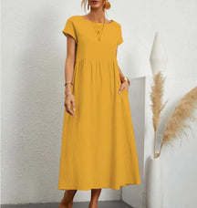 Vestido Longo Casual com Mangas Curtas - Holiday