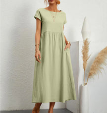 Vestido Longo Casual com Mangas Curtas - Holiday