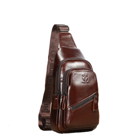 Bolsa de Ombro Masculina Transversal em Couro Genuíno  - Black Jack