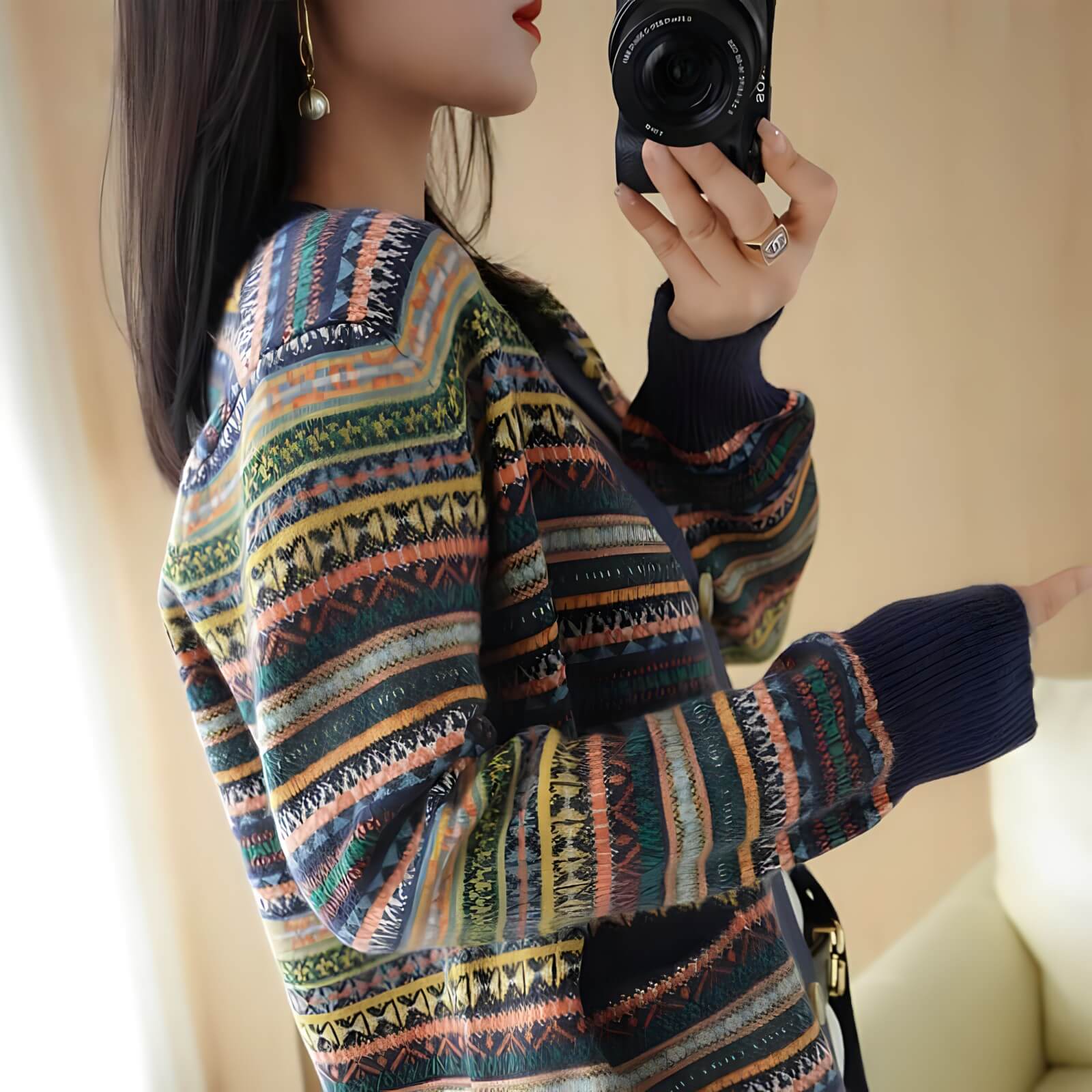 Cardigan Jacquard com Botões Parasol