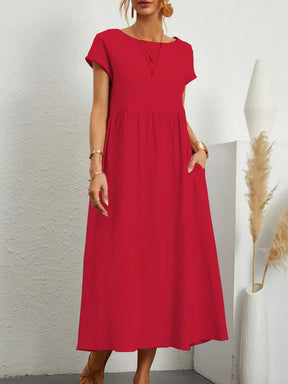 Vestido Longo Casual com Mangas Curtas - Holiday