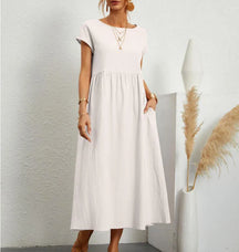 Vestido Longo Casual com Mangas Curtas - Holiday