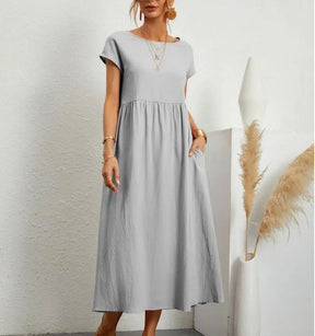 Vestido Longo Casual com Mangas Curtas - Holiday