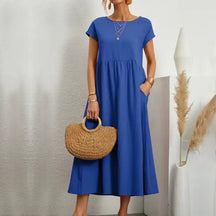 Vestido Longo Casual com Mangas Curtas - Holiday