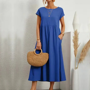 Vestido Longo Casual com Mangas Curtas - Holiday